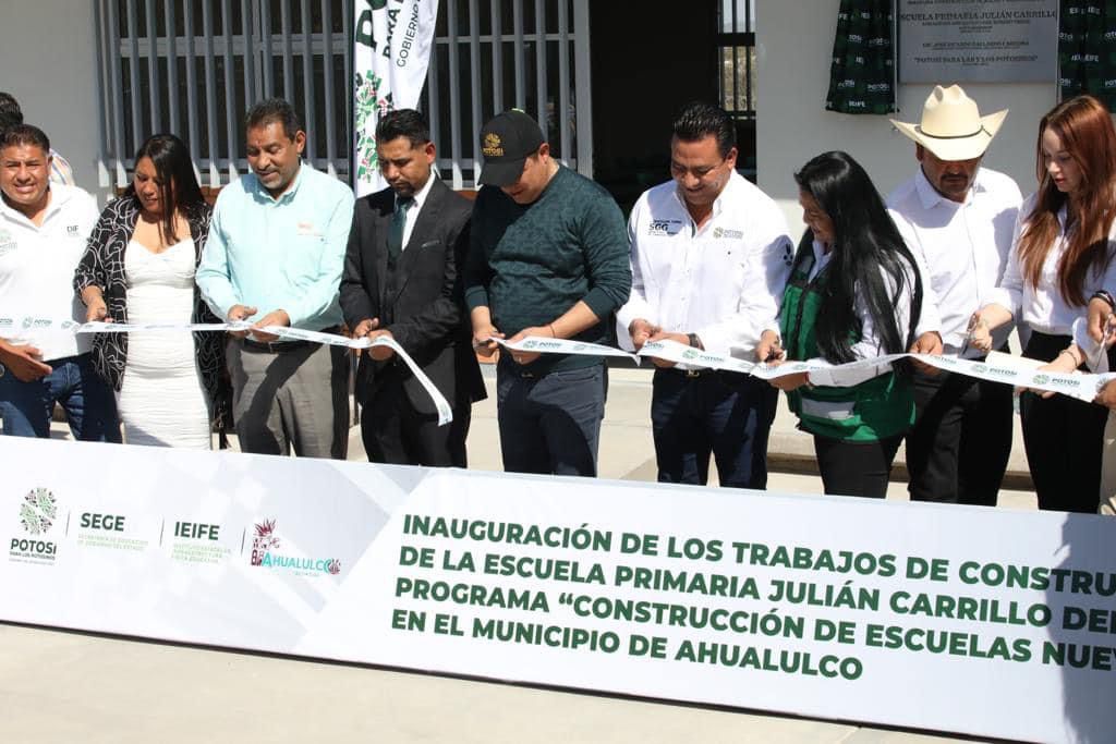 CON INAUGURACIÓN DE NUEVA ESCUELA PRIMARIA EN AHUALULCO, GOBIERNO DEL CAMBIO FORTALECE A LA EDUCACIÓN EN SLP