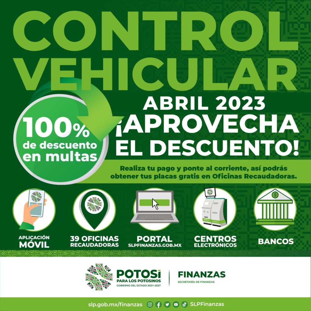 AMPLÍA SEFIN DESCUENTO DEL 100 POR CIENTO EN MULTAS DE CONTROL VEHICULAR DURANTE ABRIL