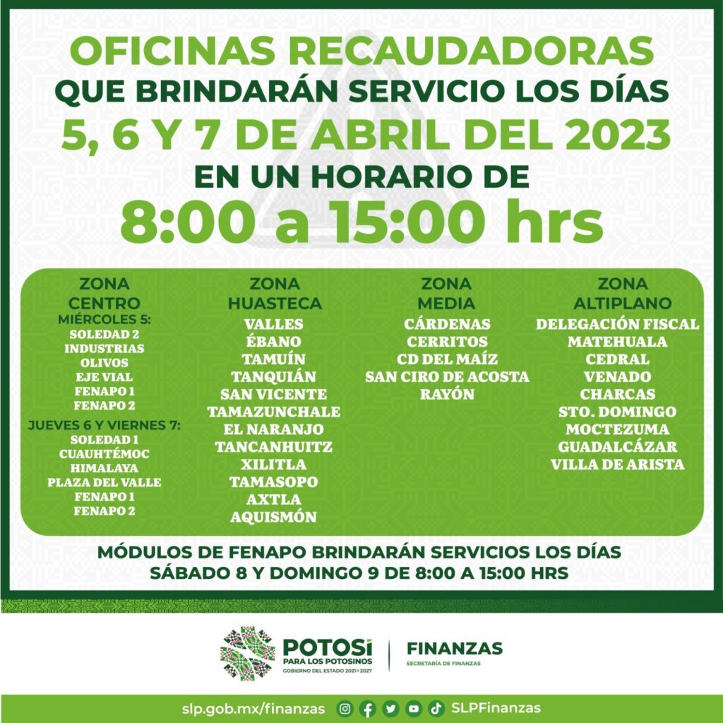 OFICINAS RECAUDADORAS CONTINUARÁN EN SERVICIO DURANTE TODA LA SEMANA ANUNCIA SEFIN