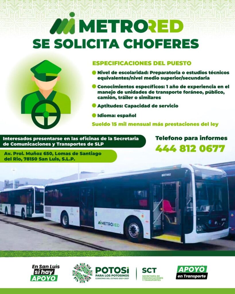 GOBIERNO ESTATAL SOLICITA OPERADORES PARA LA NUEVA METRORED